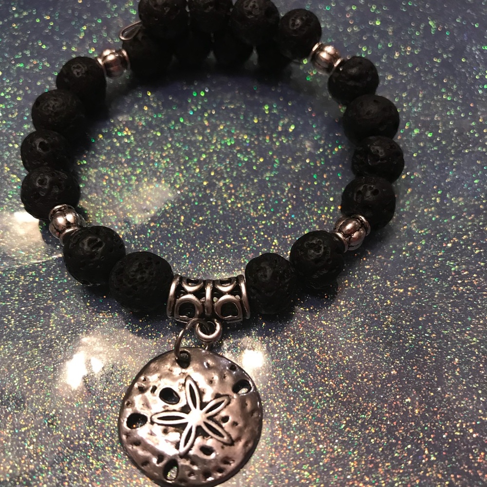 Aromatherapy Lava bead Sand dollar Charm bracelet
